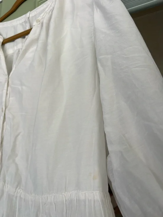 Cotton Silk Blend Romantic Lightweight M/L Tiered Lined Midi Dress - Picture 2 of 9